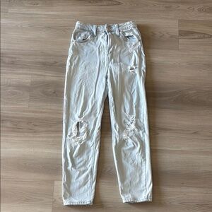 Distressed Light Wash Mom Jeans